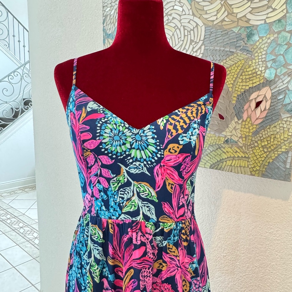 NWT Sz 0 Lilly Pulitzer Joellane Tiered Maxi in Aegean Navy Calypso Coast - Picture 3 of 12